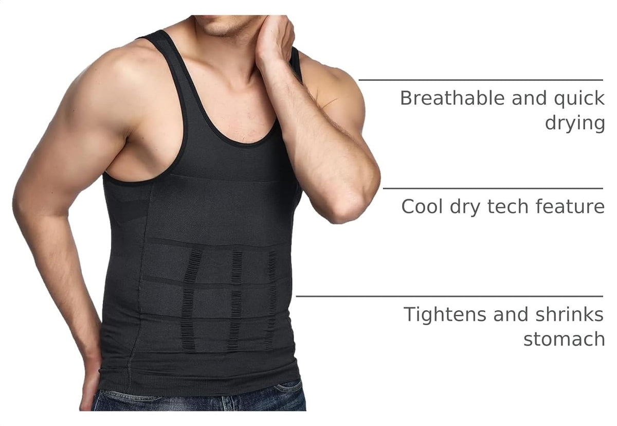Odoland Men Compression Shirt 3 Pack Body Shaper Vest Tank Top