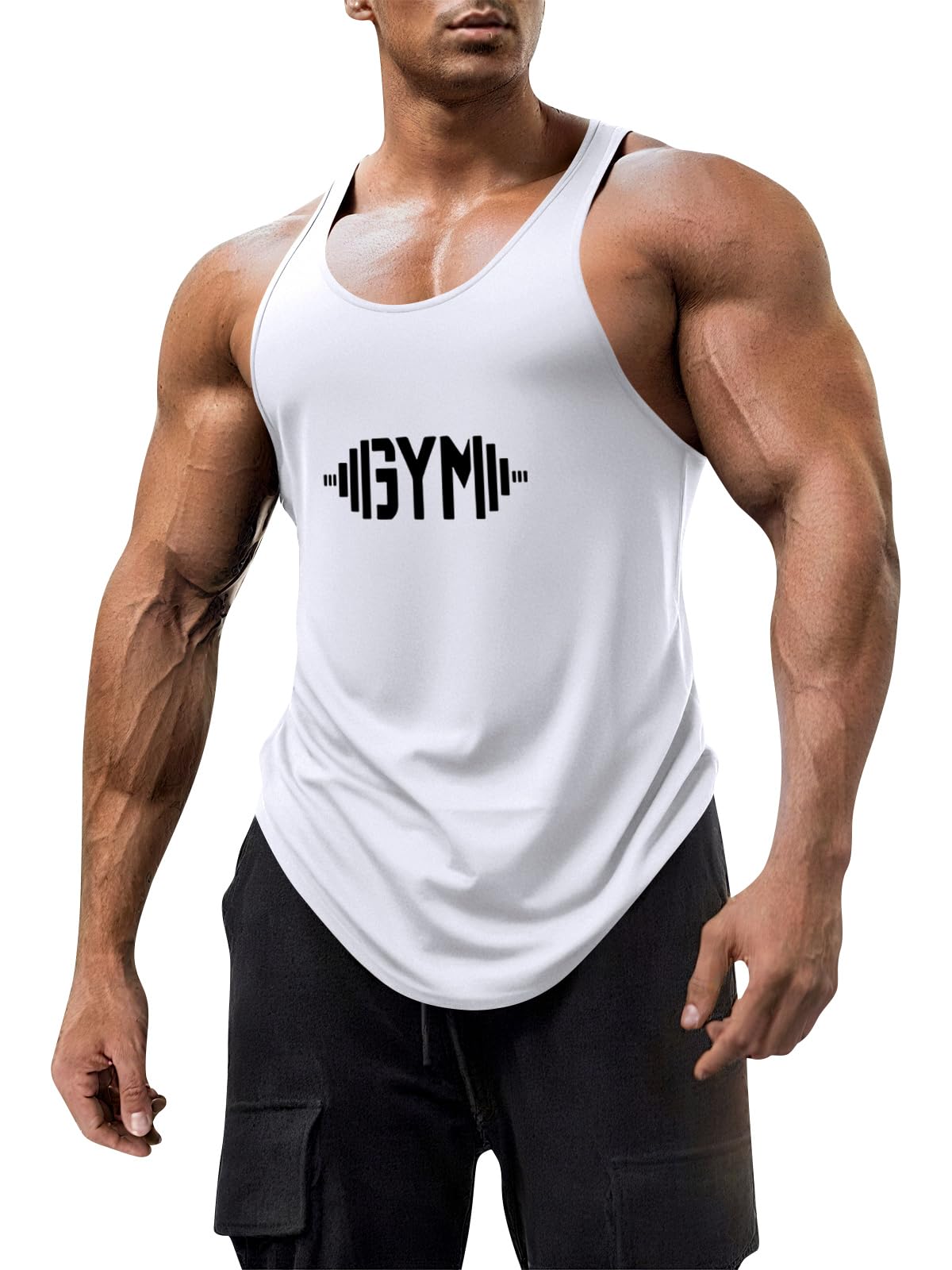 Mens Workout Tank Tops Fitness Bodybuilding Sleeveless Gym Muscle Stringer Shirts