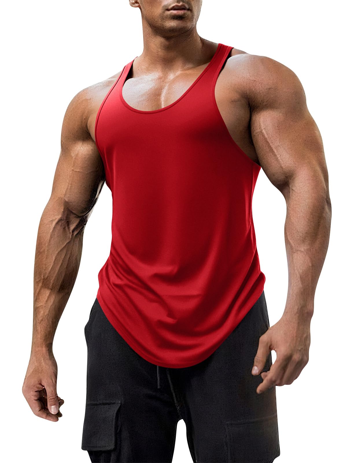 Mens Workout Tank Tops Fitness Bodybuilding Sleeveless Gym Muscle Stringer Shirts