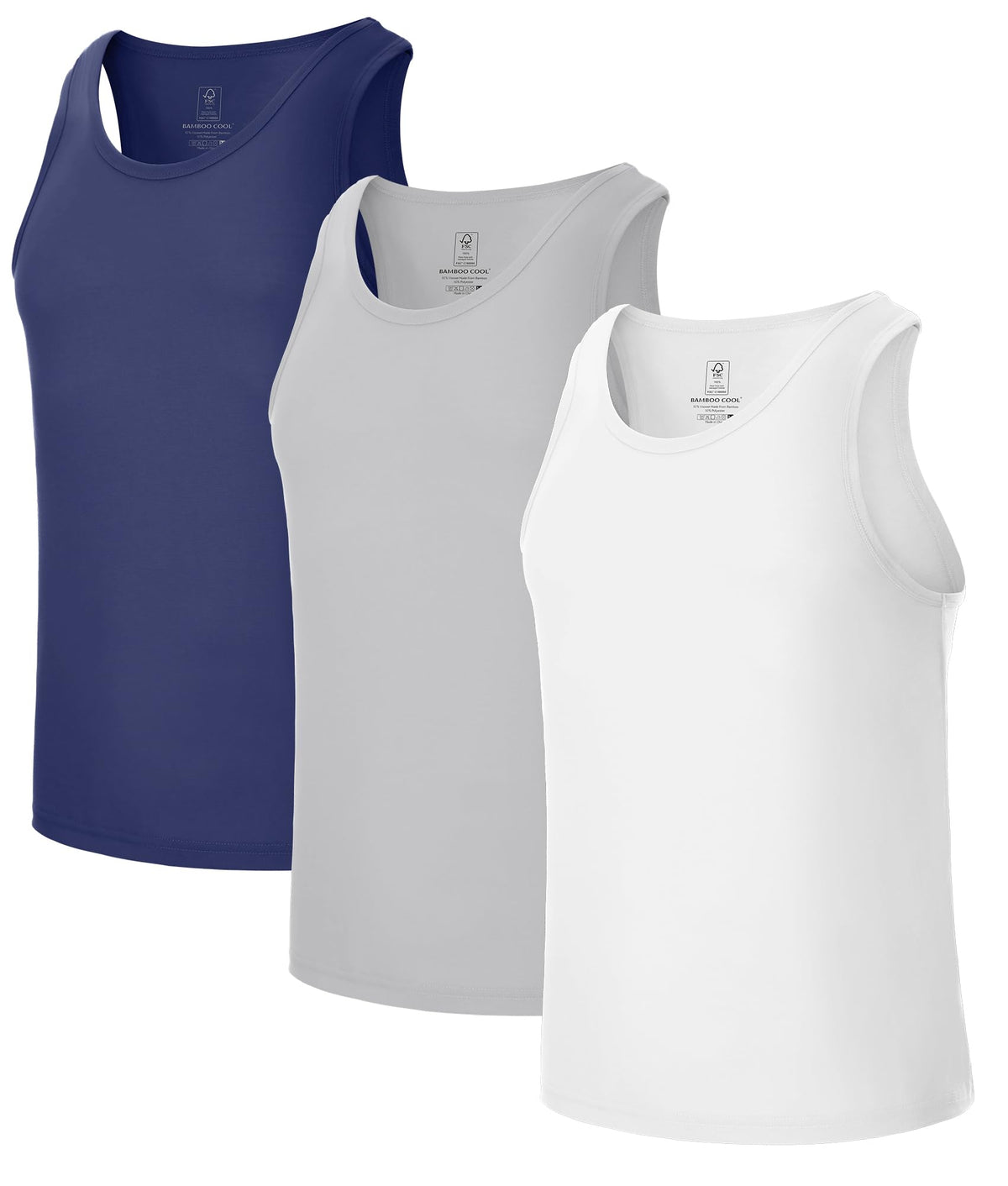BAMBOO COOL Men's Tank Top Undershirts Moisture Wicking Fit A-Shirts 3 Pack