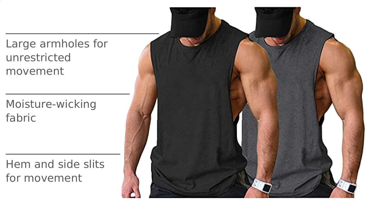 COOFANDY Men Workout Tank Top 2 Pack Gym Bodybuilding Sleeveless T Shirts