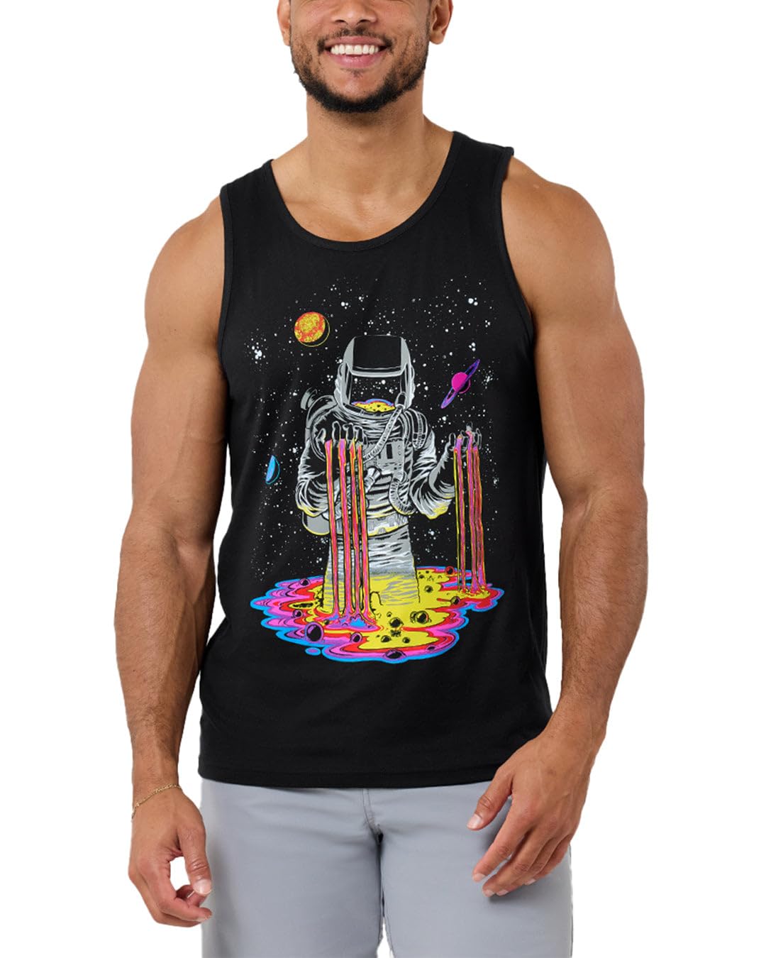 INTO THE AM Graphic Tank Tops for Men Cool Summer Beach Muscle Tanks S-2XL