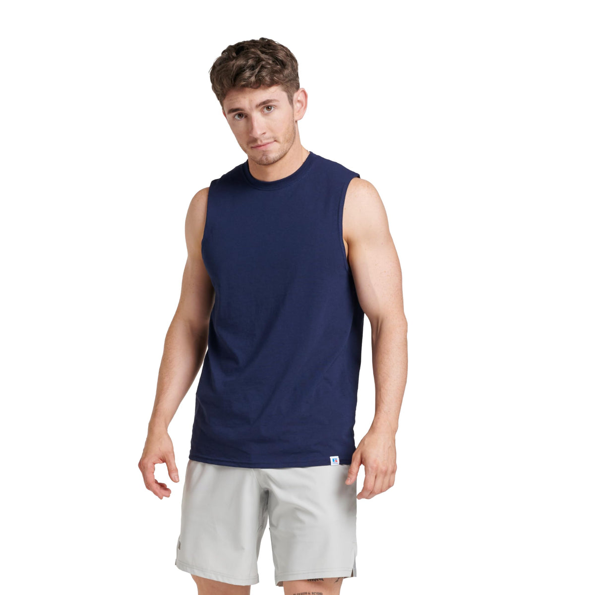 Russell Athletic Men's Dri-Power Cotton Blend Sleeveless Muscle Shirts,Moisture Wicking,Odor Protection, UPF 30+, Sizes S-4X