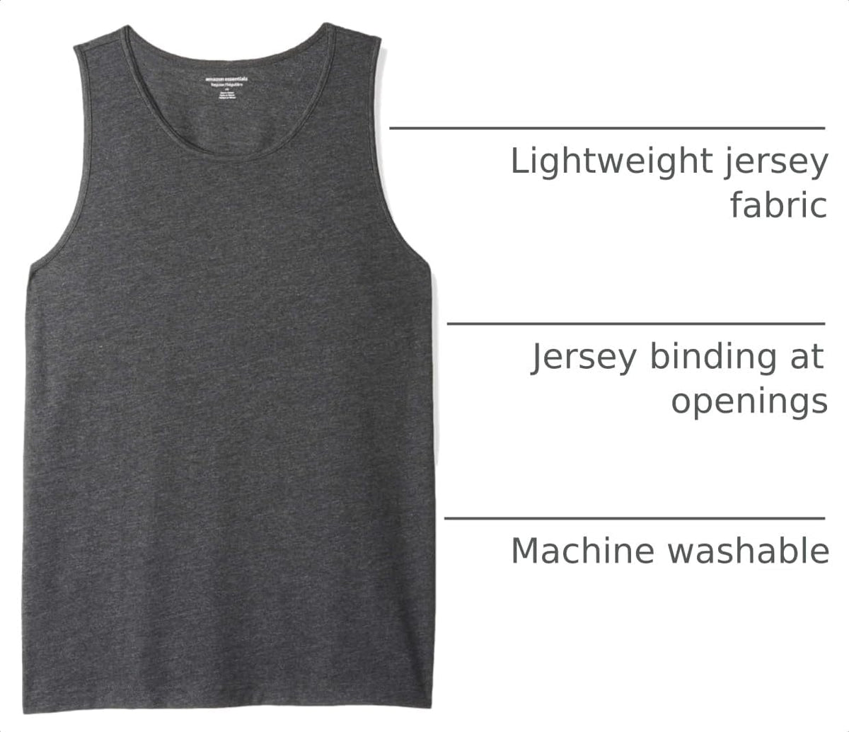 Amazon Essentials Men's Regular-Fit Sleeveless Tank Top, 100% Cotton