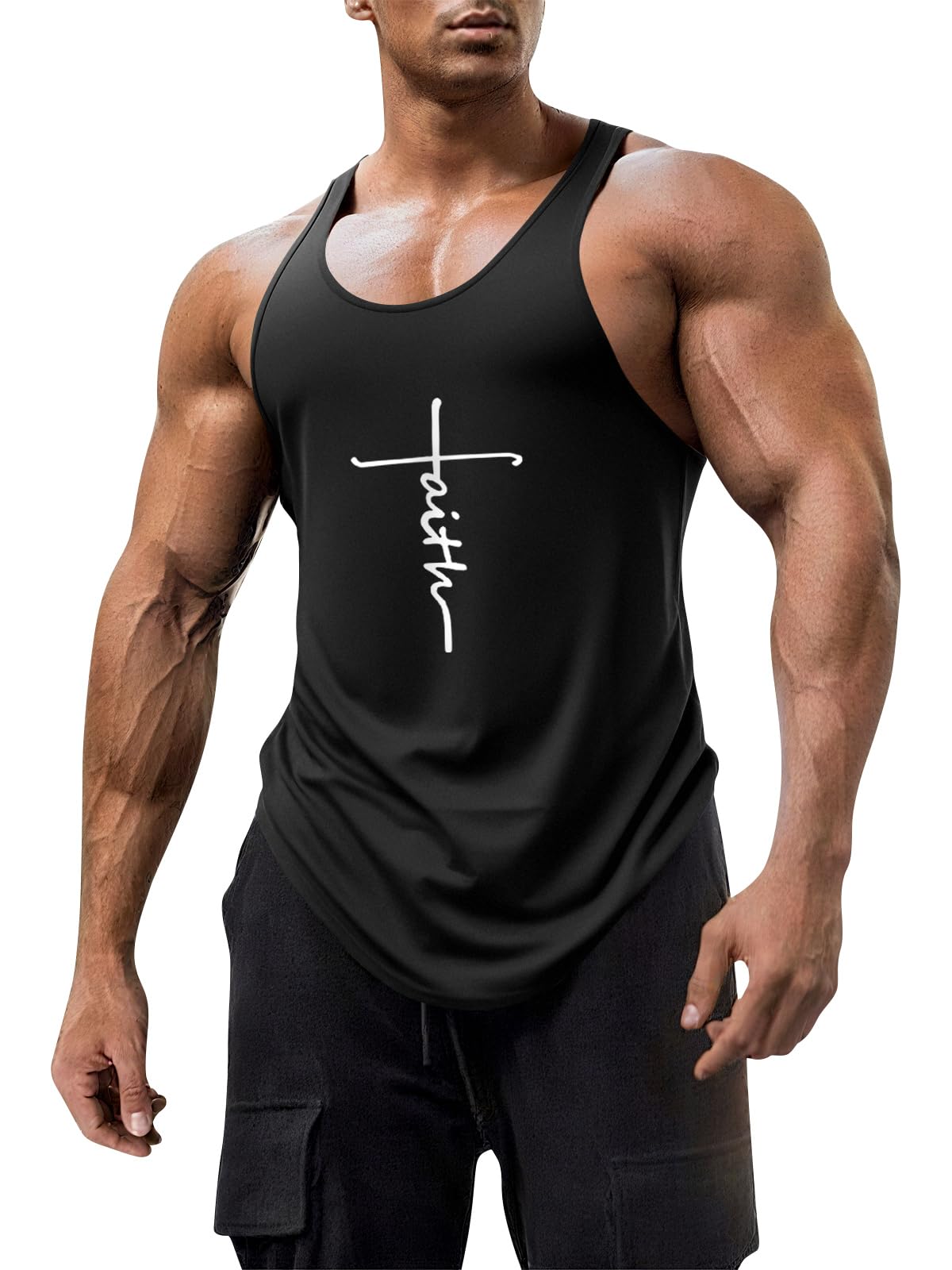 Mens Workout Tank Tops Fitness Bodybuilding Sleeveless Gym Muscle Stringer Shirts