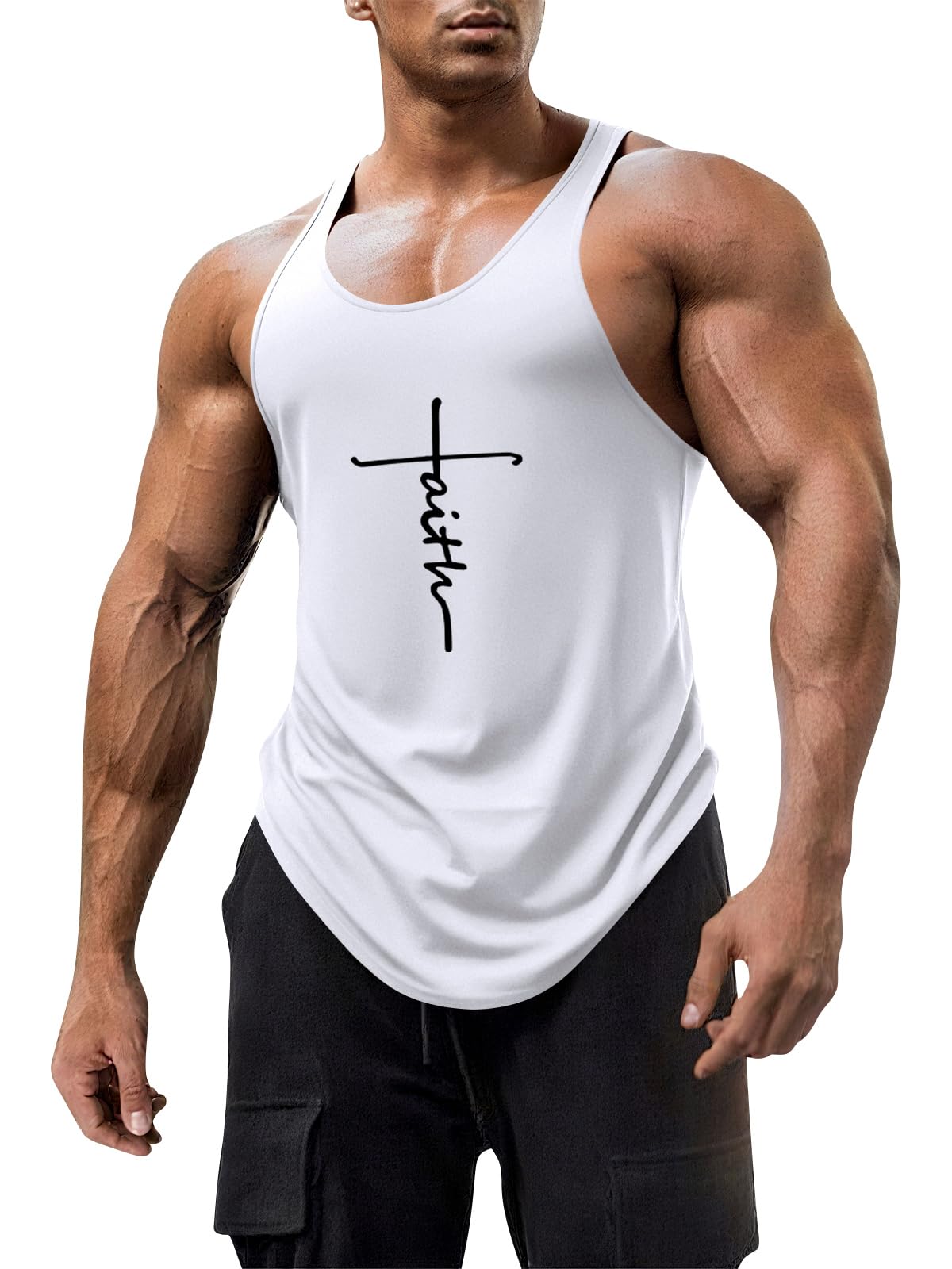Mens Workout Tank Tops Fitness Bodybuilding Sleeveless Gym Muscle Stringer Shirts