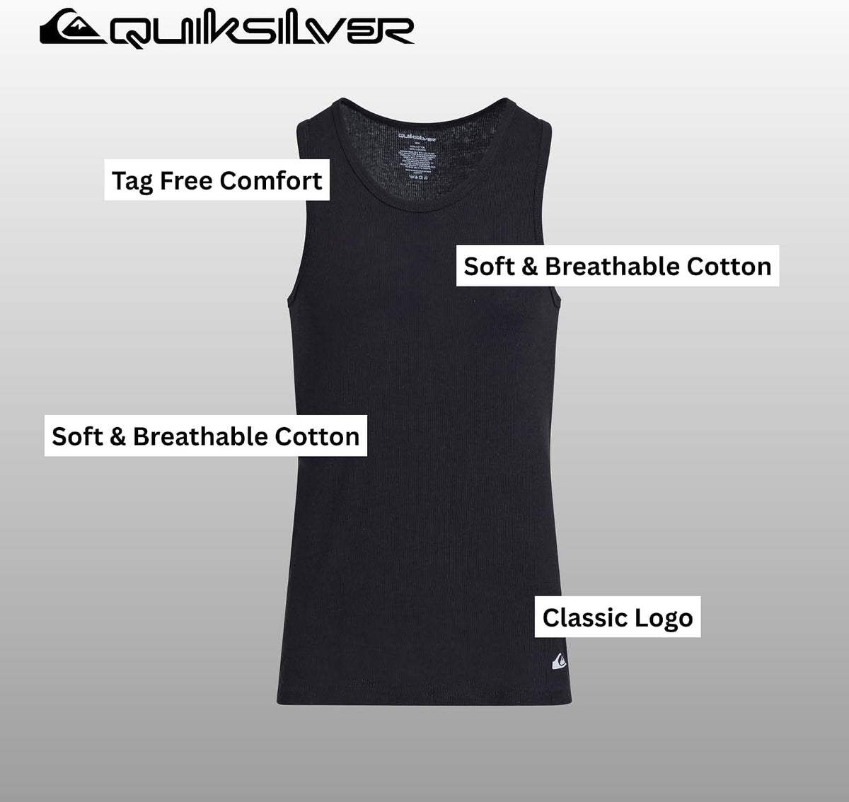 Quiksilver Undershirt Tank Tops for Men, 5 Pack Lightweight Ribbed Tanktops
