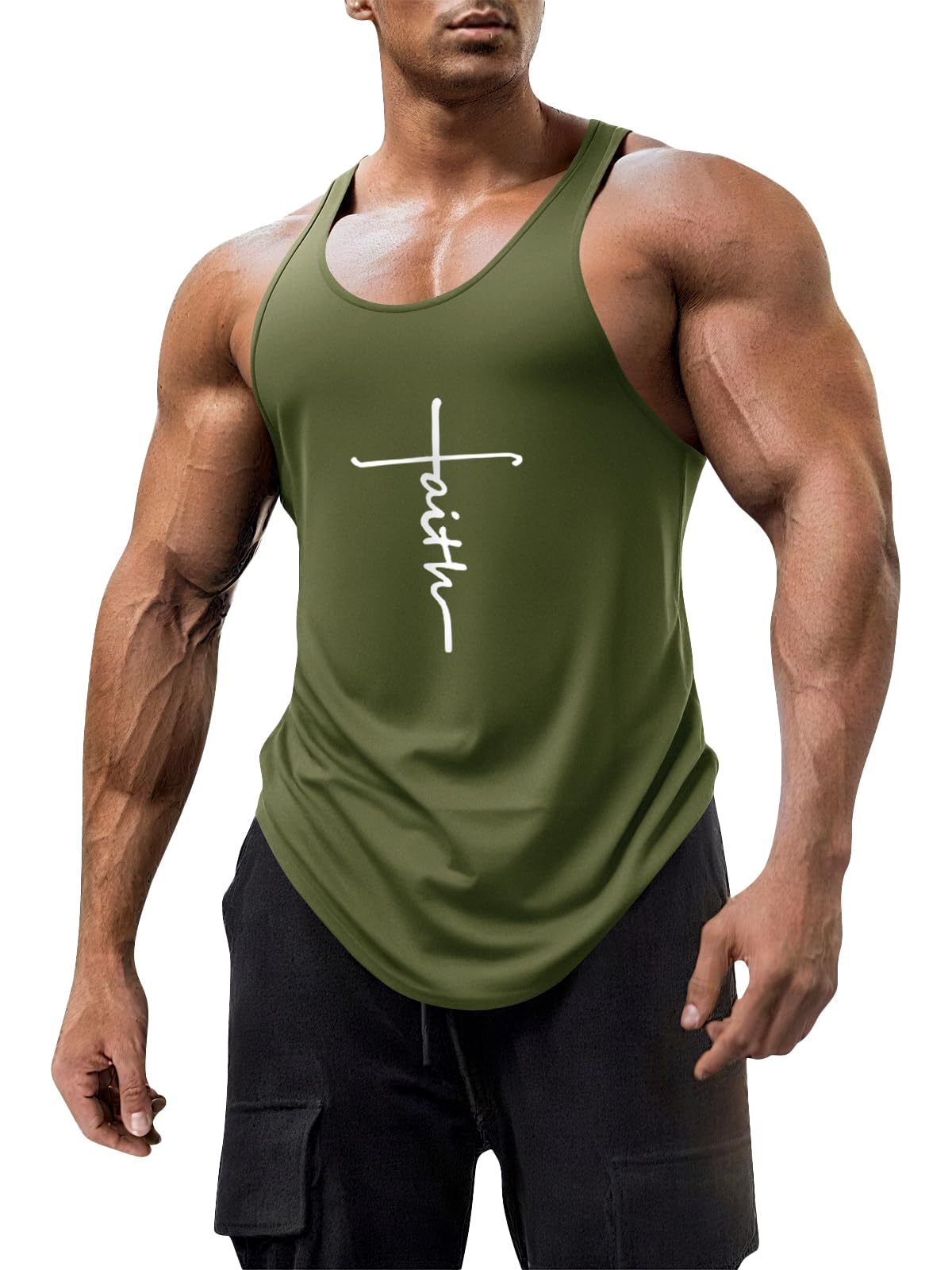 Mens Workout Tank Tops Fitness Bodybuilding Sleeveless Gym Muscle Stringer Shirts