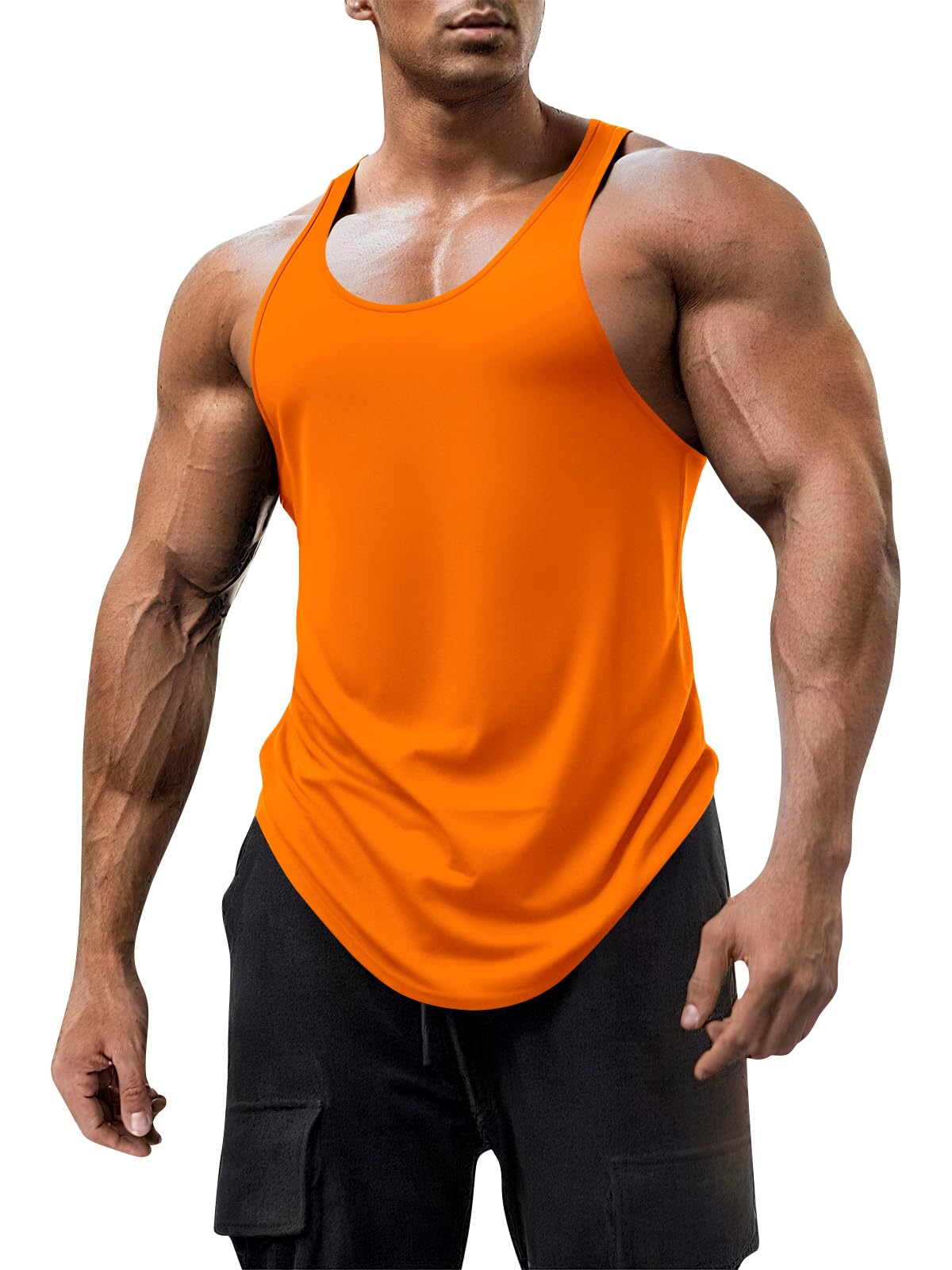Mens Workout Tank Tops Fitness Bodybuilding Sleeveless Gym Muscle Stringer Shirts