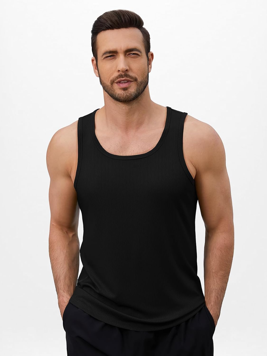ZDC Mens Sleeveless Tank Tops Summer Workout Ribbed Shirts