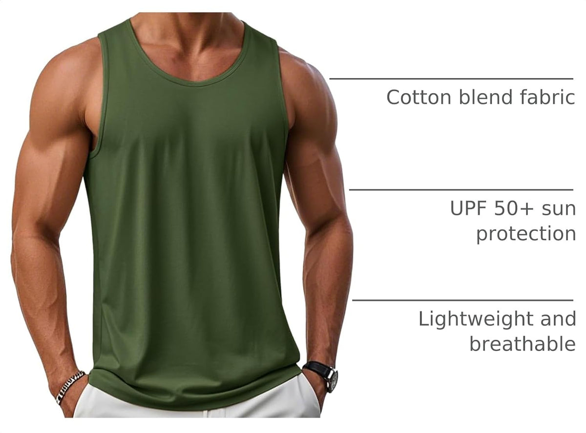 MAGCOMSEN Men's UPF 50+ Tank Top Sleeveless Muscle T Shirts Sport Gym Tanks