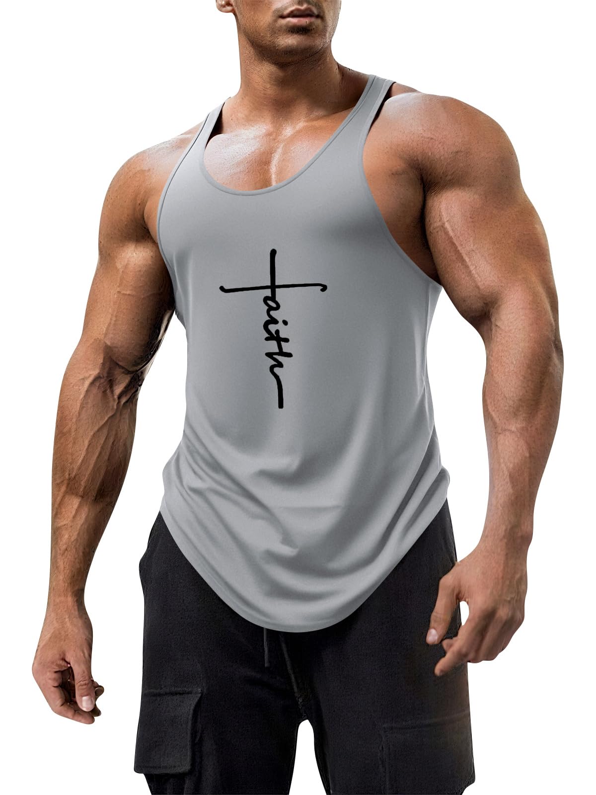 Mens Workout Tank Tops Fitness Bodybuilding Sleeveless Gym Muscle Stringer Shirts