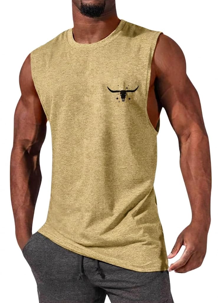 ONLYSTORY Mens Tank Tops Sleeveless Tee Shirts Casual Summer Muscle Gym Tops Running Beach Shirts