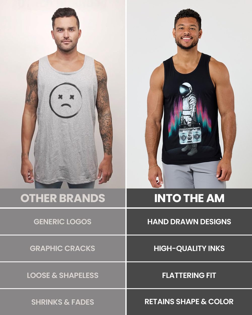 INTO THE AM Graphic Tank Tops for Men Cool Summer Beach Muscle Tanks S-2XL