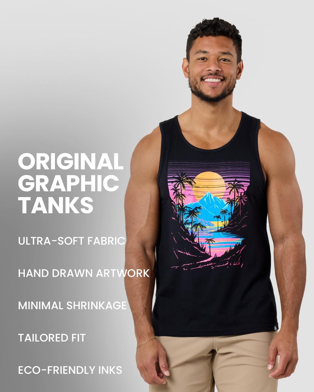INTO THE AM Graphic Tank Tops for Men Cool Summer Beach Muscle Tanks S-2XL