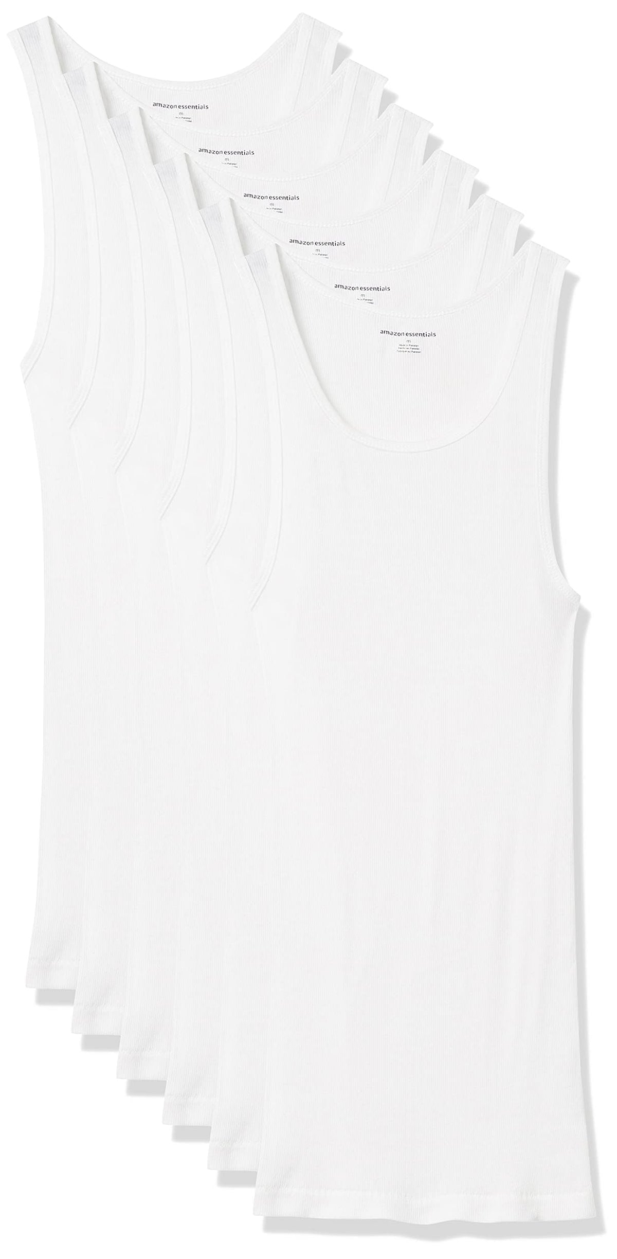 Amazon Essentials Men's Lightweight Breathable Cotton Slim Fit Tank Undershirts, Pack of 6