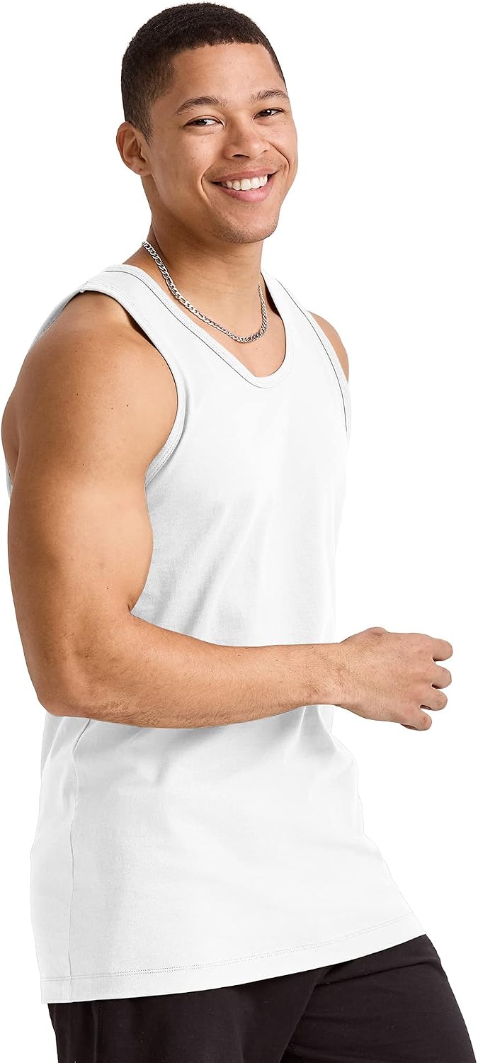 Hanes Men's Essentials Tank Top Pack, Midweight Cotton Tanks, Sleeveless Shirts, 3-Pack