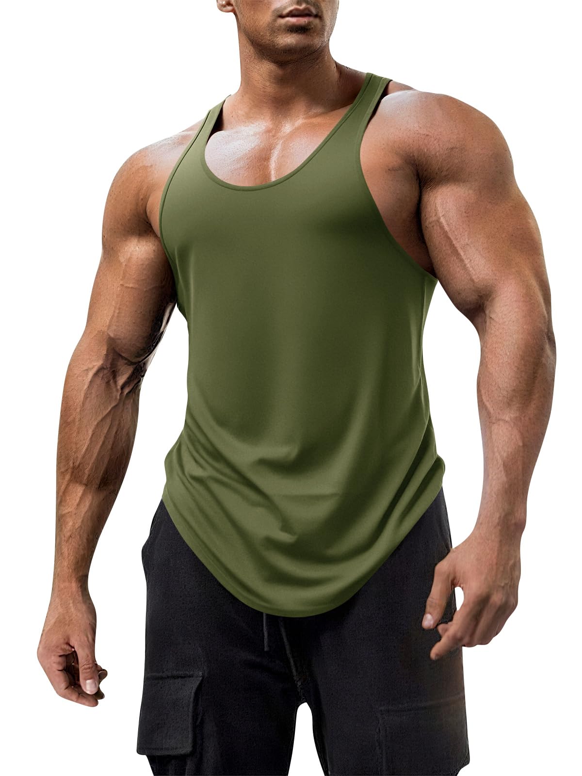 Mens Workout Tank Tops Fitness Bodybuilding Sleeveless Gym Muscle Stringer Shirts