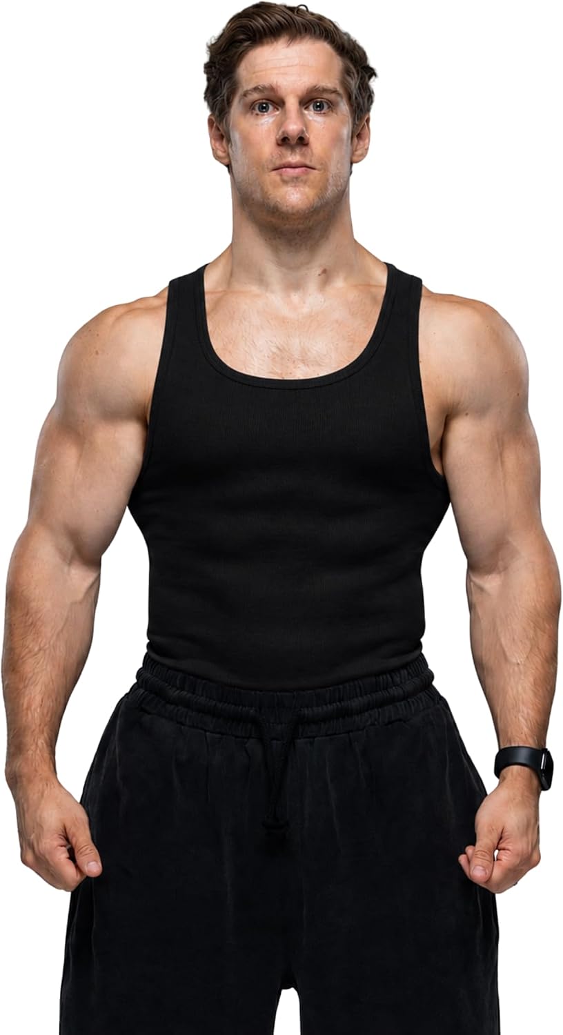 Ekkovision Lifestyle Beaters, Men's Tank Tops, Cotton Spandex Tanks for Men, Regular Fit, Ribbed Fabric