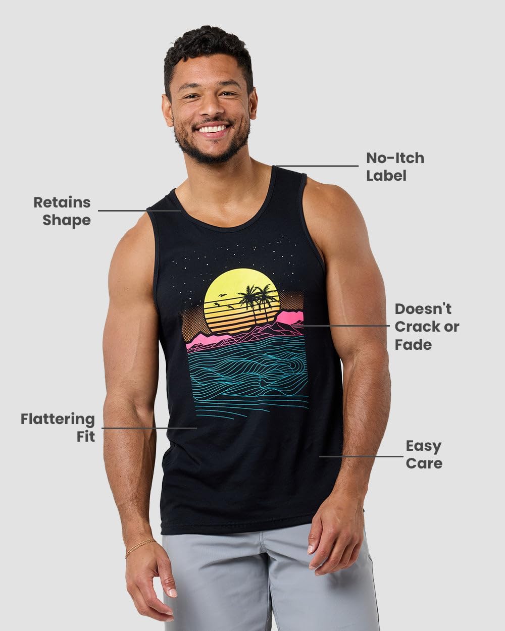 INTO THE AM Graphic Tank Tops for Men Cool Summer Beach Muscle Tanks S-2XL
