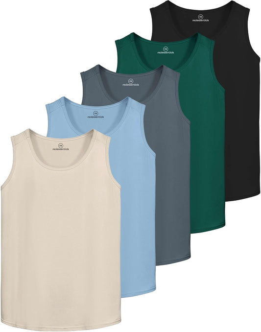 5 Pack Men's Dry Fit Muscle Tank Tops Sleeveless Gym Workout Undershirt Tee