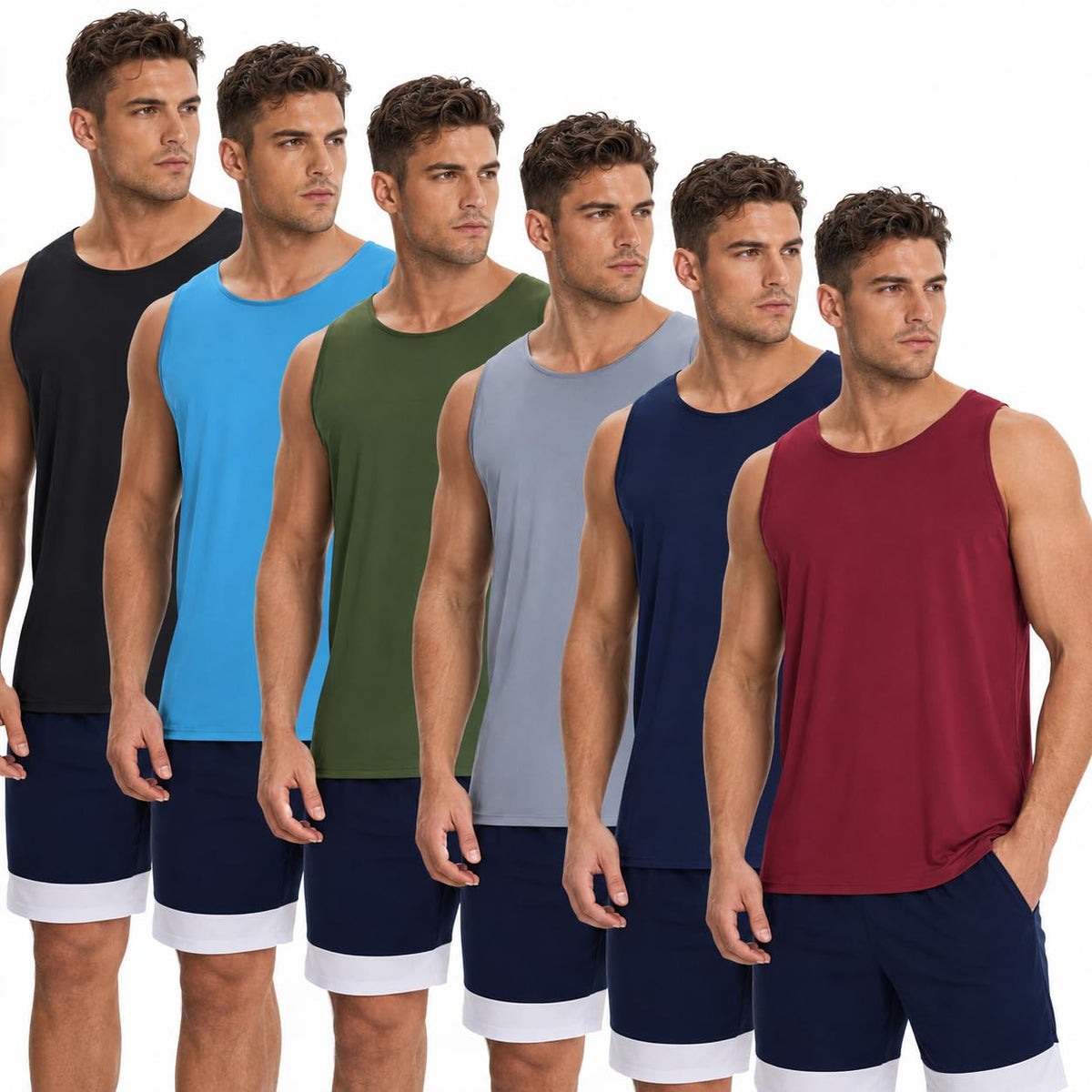 OYGSieg 6 Pack Men's Workout Tank Tops Athletic Muscle Gym Shirts