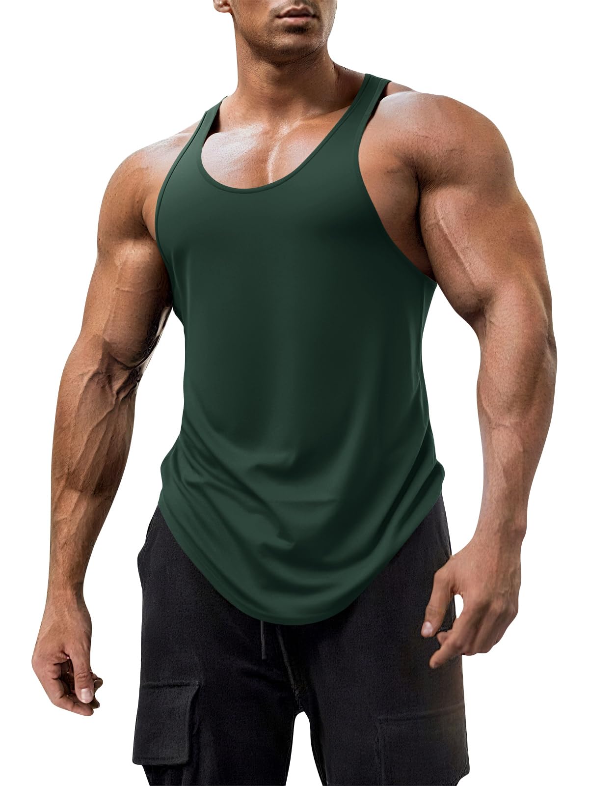 Mens Workout Tank Tops Fitness Bodybuilding Sleeveless Gym Muscle Stringer Shirts