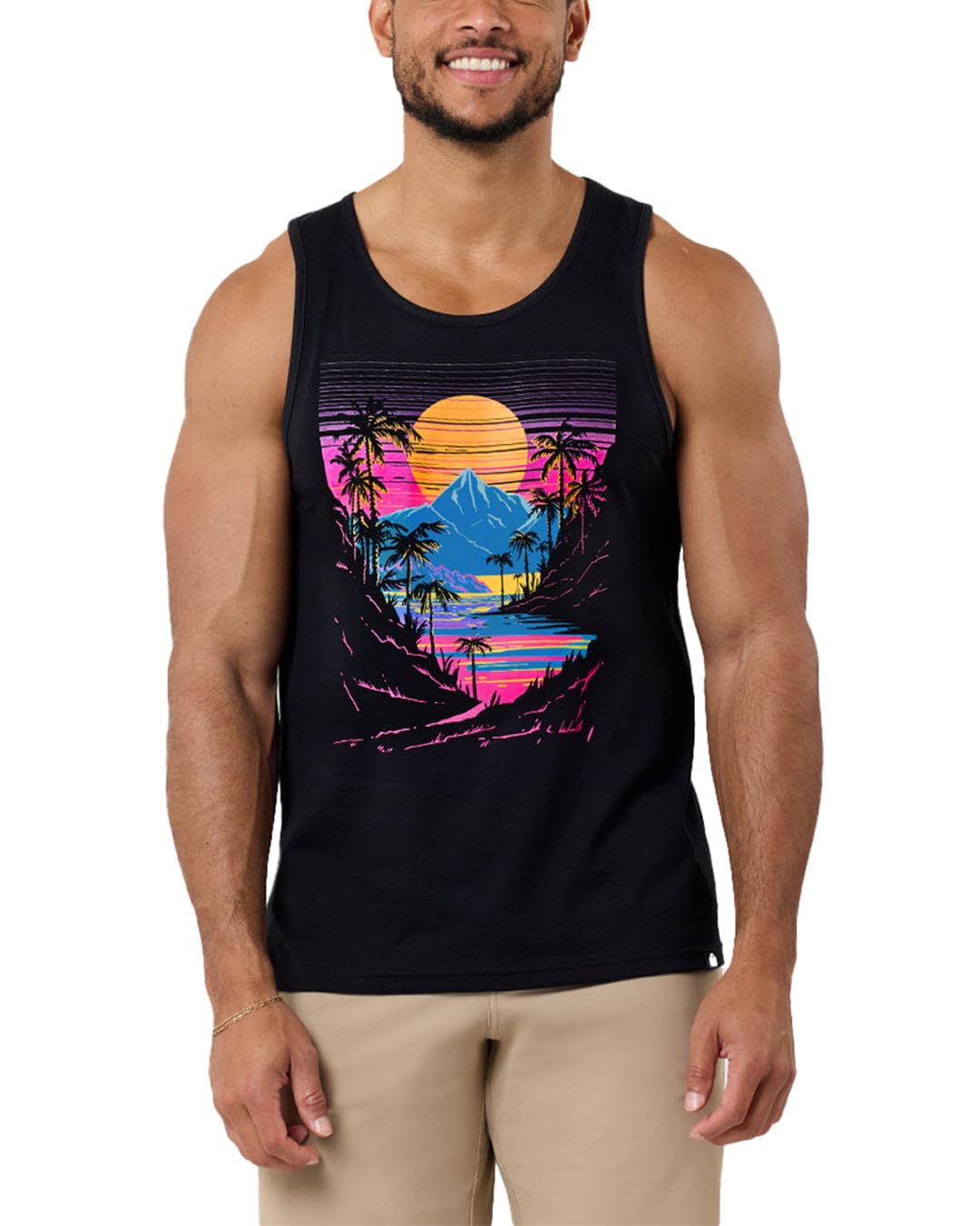 INTO THE AM Graphic Tank Tops for Men Cool Summer Beach Muscle Tanks S-2XL