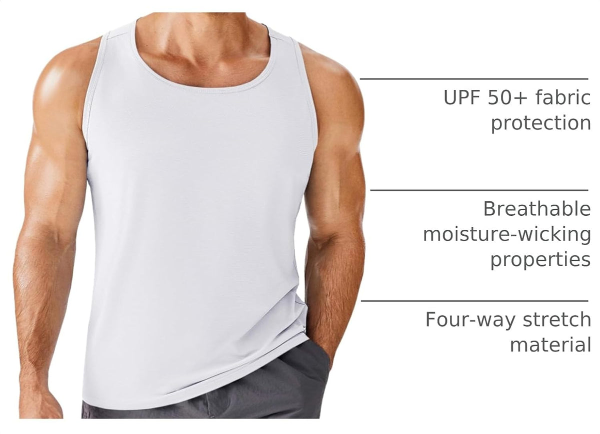 PINSPARK Men's UPF 50+ Quick Dry Tank Tops Athletic Muscle Tee