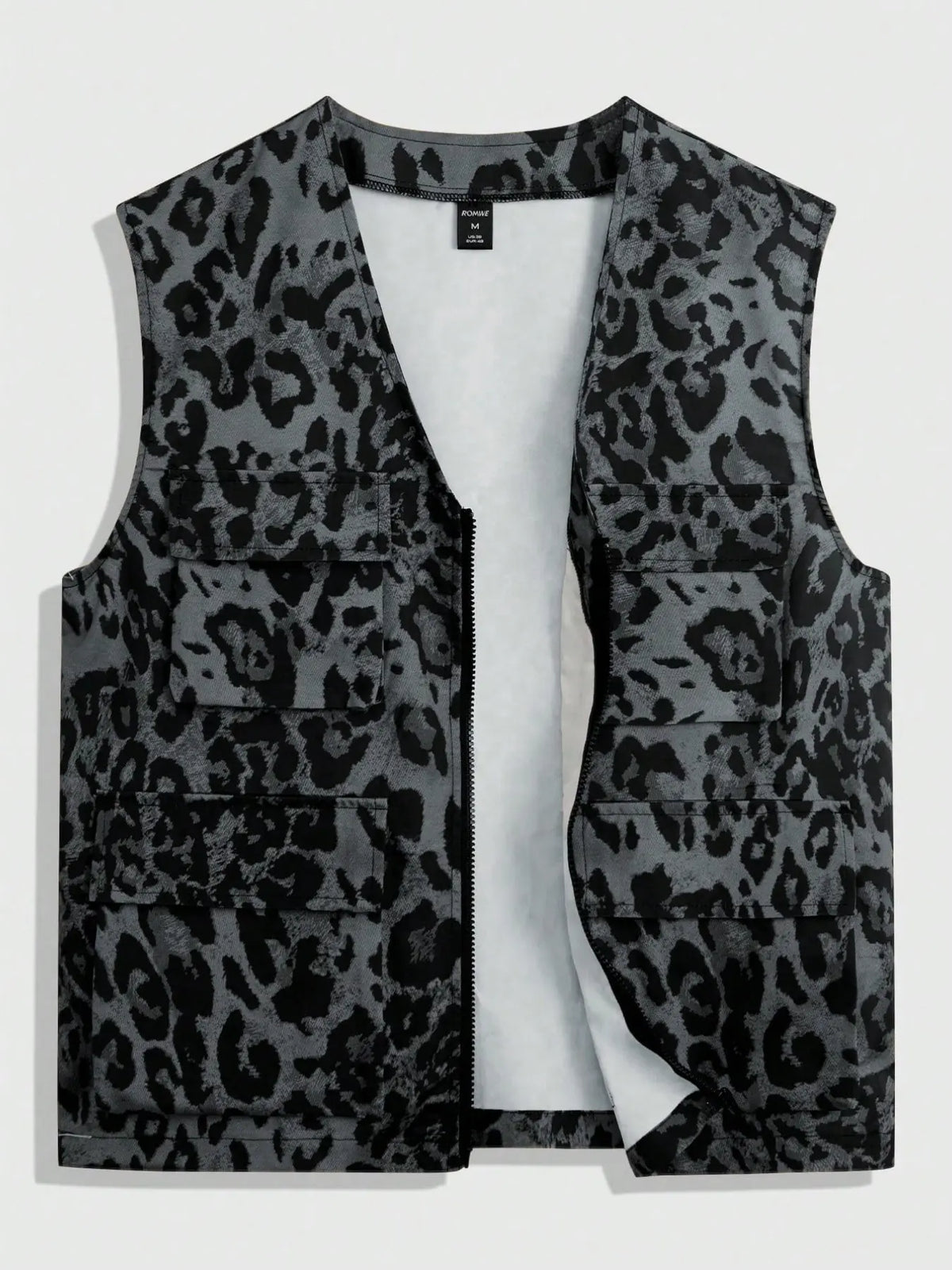 Men's Casual Leopard Print Vest, V Neck Sleeveless Jacket, Summer Office Wear, Trendy Fashion, Regular Length, Fitted H-Type