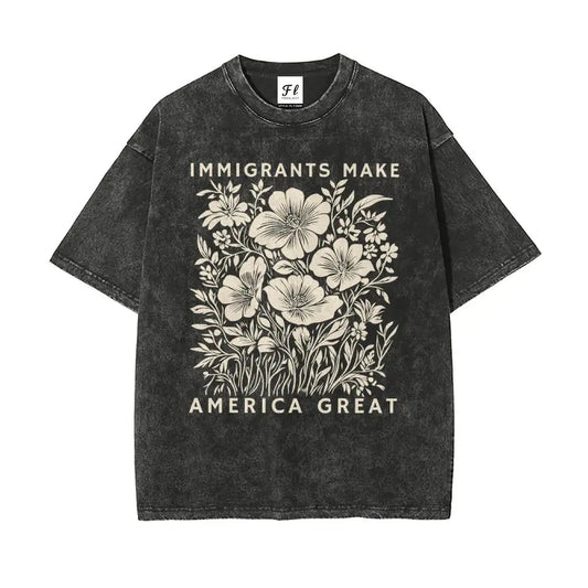 Men's 100% Cotton Oversized Vintage Washed Graphic Top - Unisex Micro Elastic Loose-Fit Short Sleeve Crew Round Neck Streetwear with Hot Stamping Letter Print, All Seasons Cotton Apparel Menswear