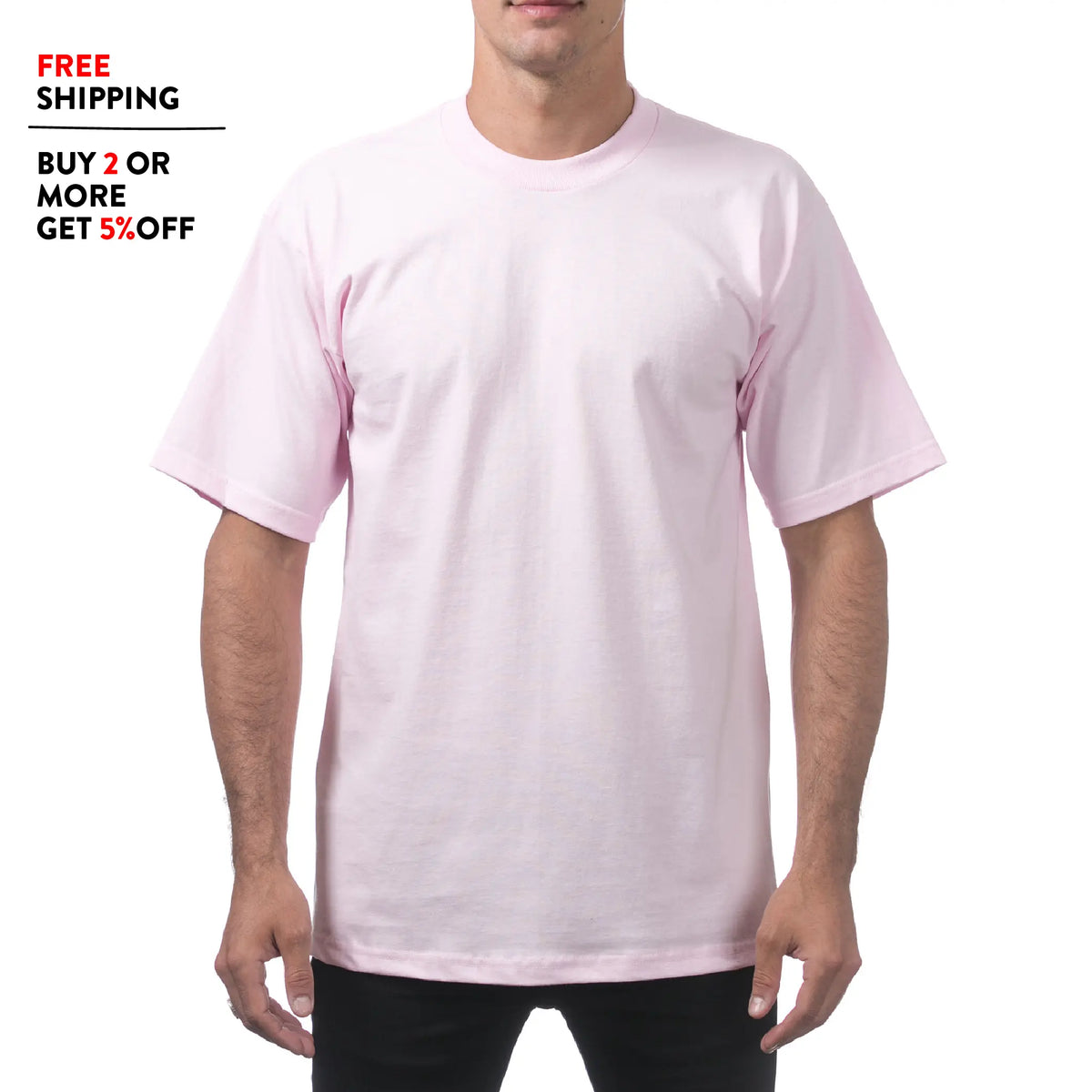 PROCLUB Men's Heavyweight Short Sleeve T Shirt Casual Cotton Tee PRO CLUB Plain Cotton Tee T Shirts LA Streetwear Hip Hop Harem Big Tall Sizes Black White Gray