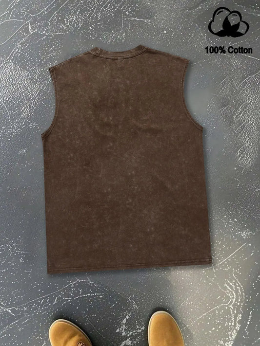 Men's Casual Vest, Vintage Filter, Angel Line Draft, Cracked Heart, Splattered Letters, Soft Cotton, Daily Use, Travel Essential
