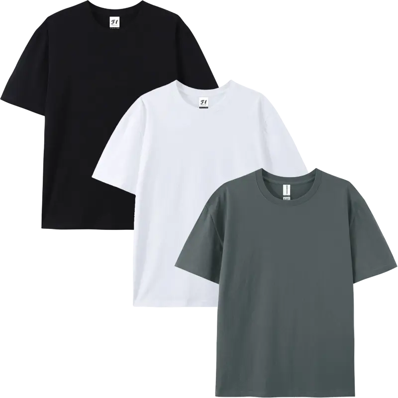 Men's 3-Pack Oversized 230GSM 100% Cotton Classic T-Shirts, Smooth Round Neck Short-Sleeve Heavyweight Plain Menswear Tops for Streetwear, Casual Mens Clothing,summerwins,father'sdaygifts,back to school,back to school shopping