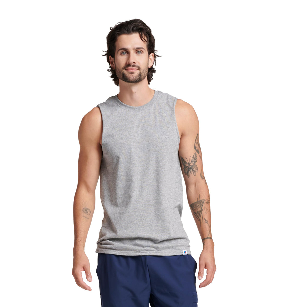 Russell Athletic Men's Dri-Power Cotton Blend Sleeveless Muscle Shirts,Moisture Wicking,Odor Protection, UPF 30+, Sizes S-4X