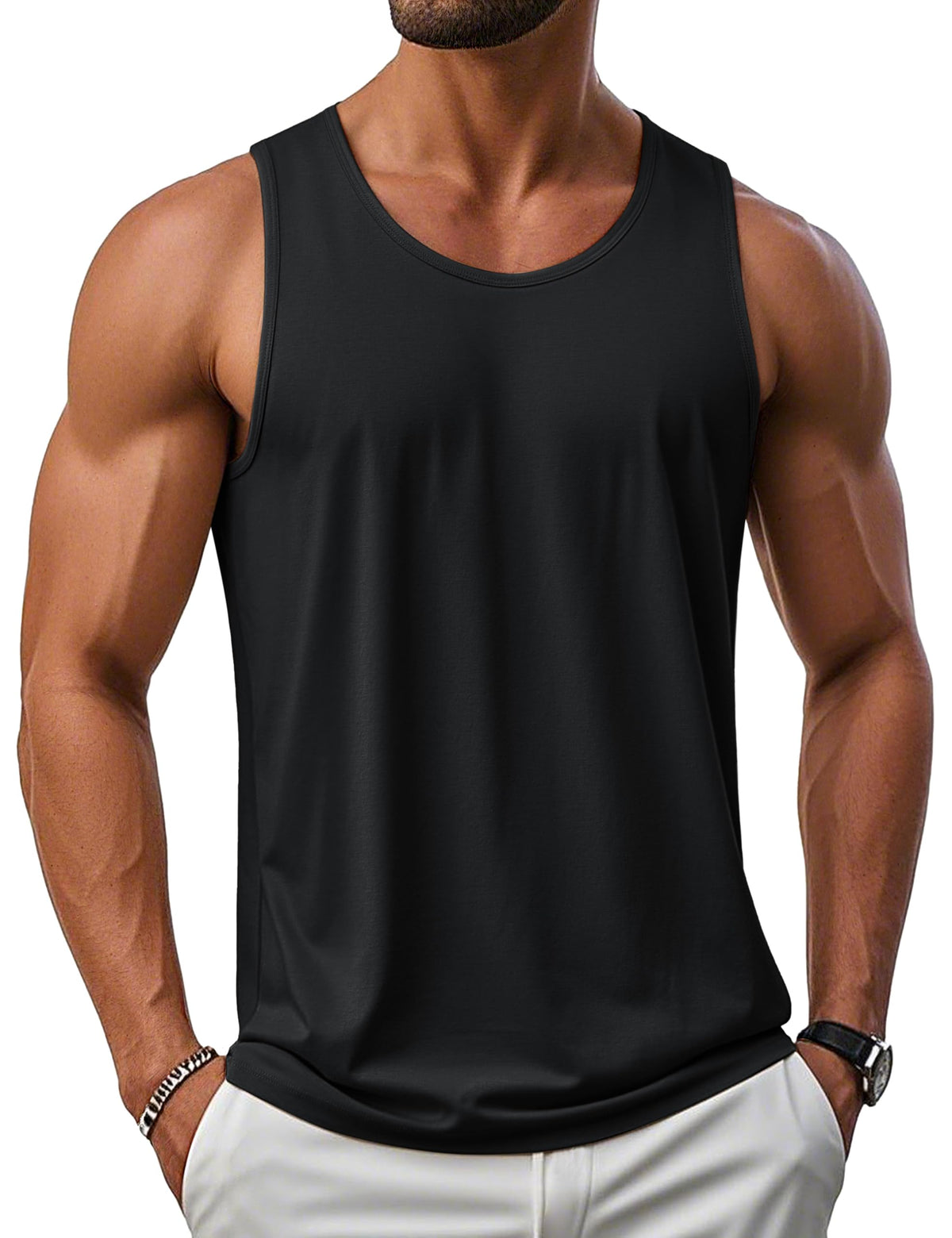 MAGCOMSEN Men's UPF 50+ Tank Top Sleeveless Muscle T Shirts Sport Gym Tanks