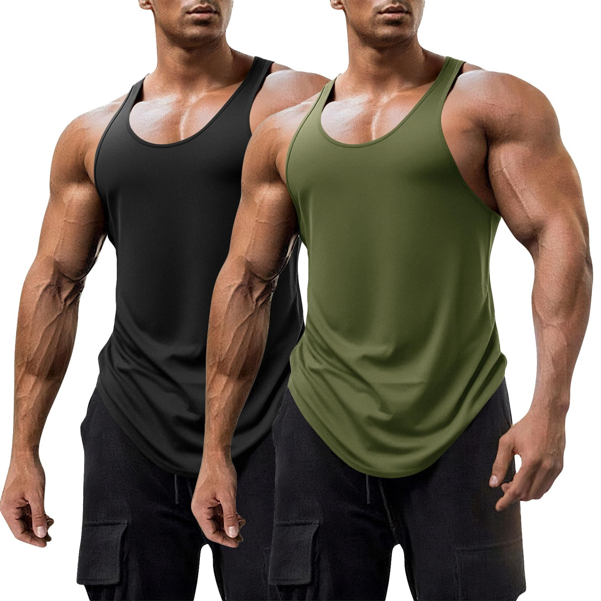 Mens Workout Tank Tops Fitness Bodybuilding Sleeveless Gym Muscle Stringer Shirts