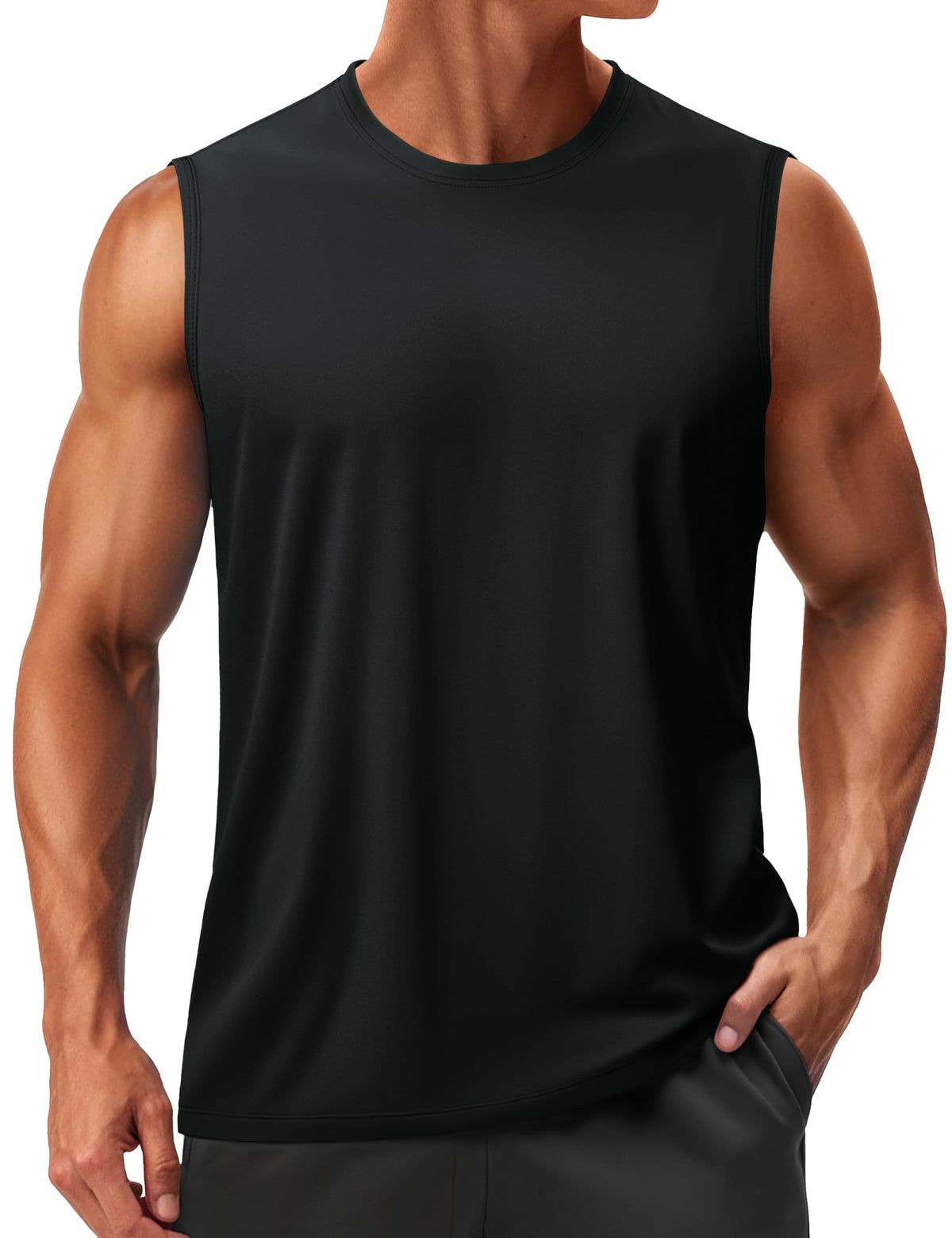TACVASEN Men's Sleeveless Shirts Quick Dry Tank Tops for Men Sun Protection UPF 50+ Athletic Gym Workout Muscle Shirts