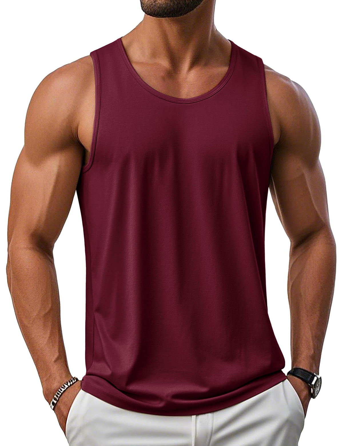 MAGCOMSEN Men's UPF 50+ Tank Top Sleeveless Muscle T Shirts Sport Gym Tanks