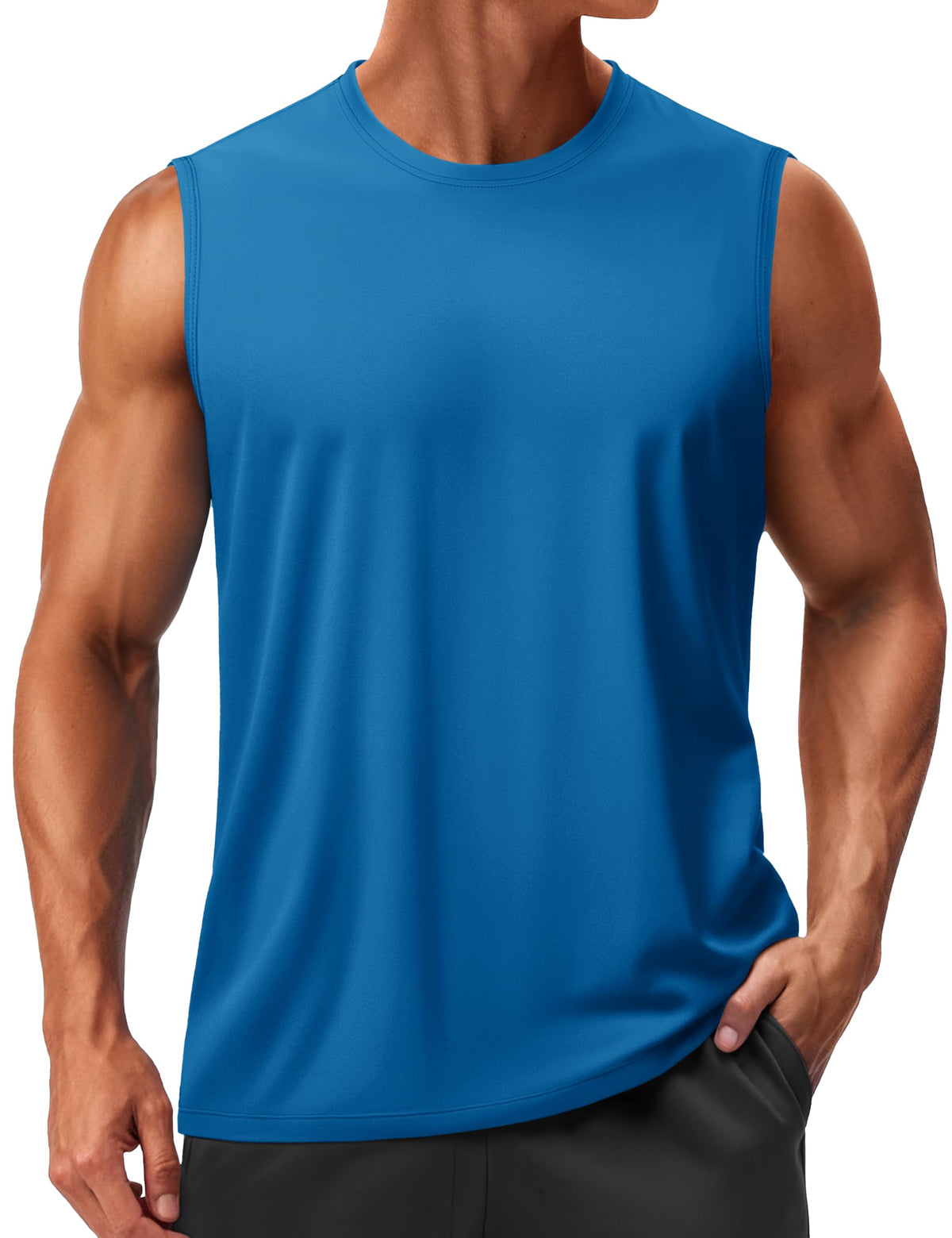 TACVASEN Men's Sleeveless Shirts Quick Dry Tank Tops for Men Sun Protection UPF 50+ Athletic Gym Workout Muscle Shirts