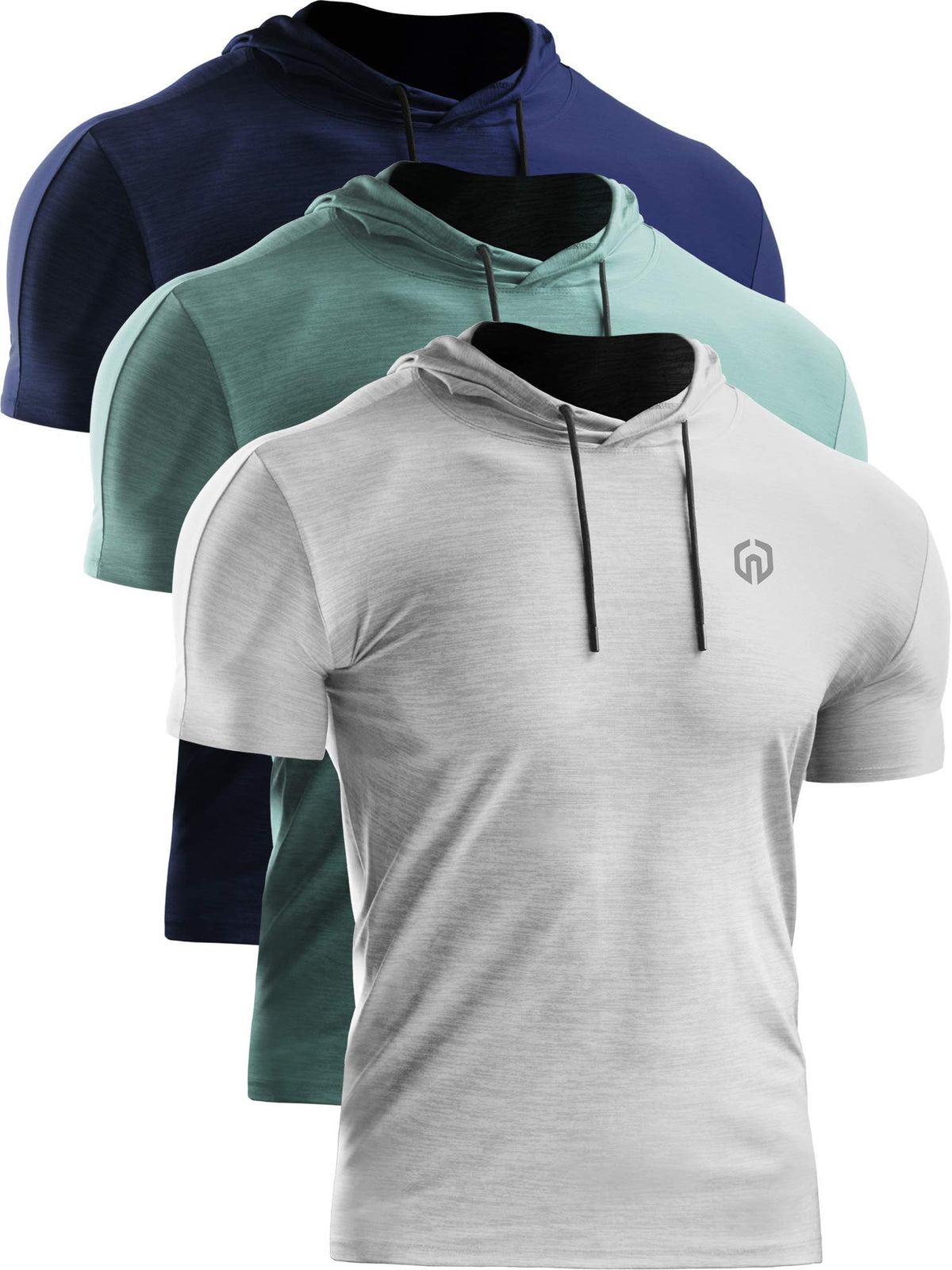Neleus Men's Workout Tank Tops 3 Pack Sleeveless Running Shirts with Hoodie