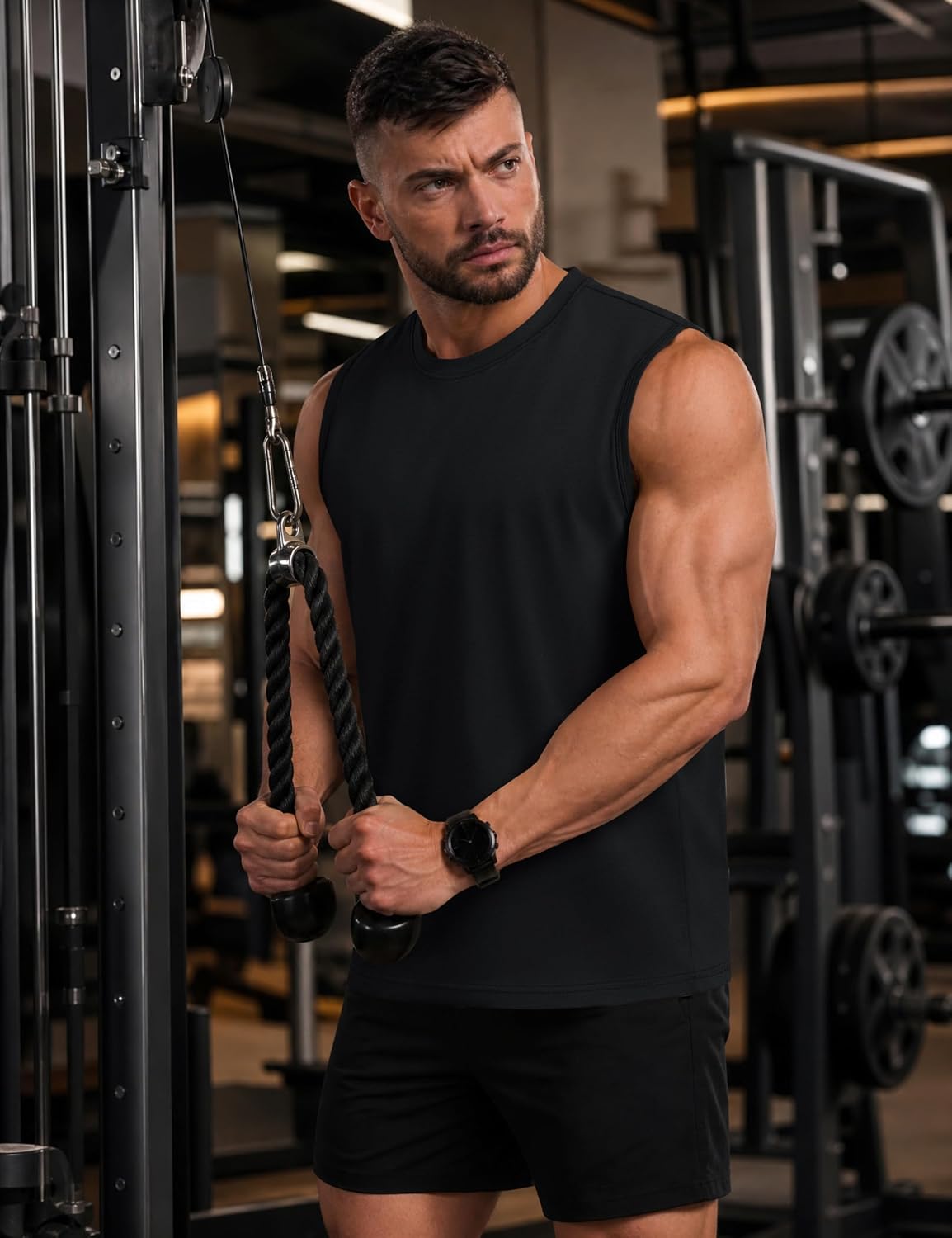 TACVASEN Tank Top for Men Moisture Wicking Cotton Sleeveless Shirts Muscle Gym Workout Causal Summer Tank Tops