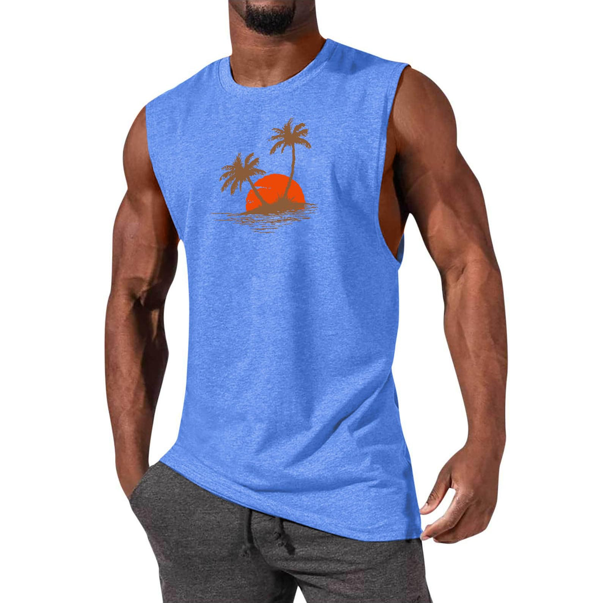 ONLYSTORY Mens Tank Tops Sleeveless Tee Shirts Casual Summer Muscle Gym Tops Running Beach Shirts