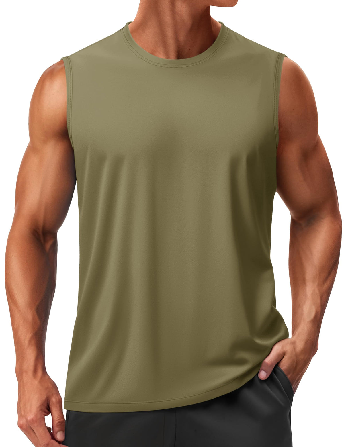 TACVASEN Men's Sleeveless Shirts Quick Dry Tank Tops for Men Sun Protection UPF 50+ Athletic Gym Workout Muscle Shirts
