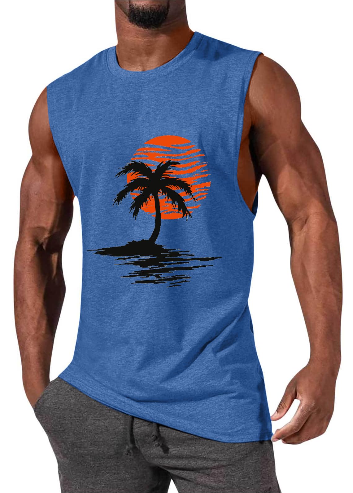 ONLYSTORY Mens Tank Tops Sleeveless Tee Shirts Casual Summer Muscle Gym Tops Running Beach Shirts