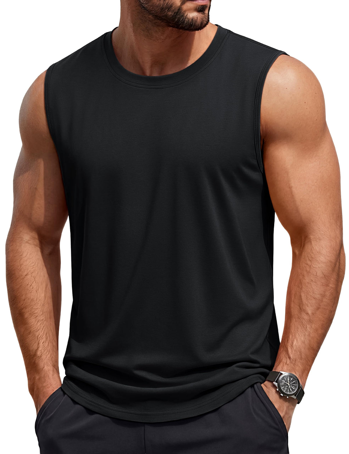TACVASEN Tank Top for Men Moisture Wicking Cotton Sleeveless Shirts Muscle Gym Workout Causal Summer Tank Tops