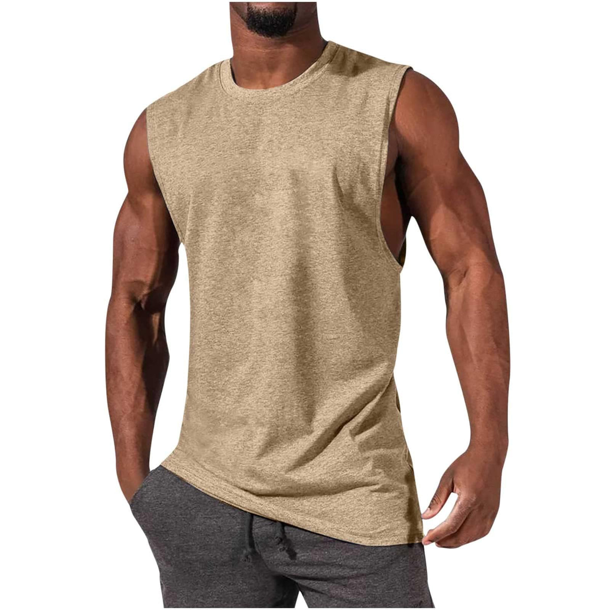 ONLYSTORY Mens Tank Tops Sleeveless Tee Shirts Casual Summer Muscle Gym Tops Running Beach Shirts