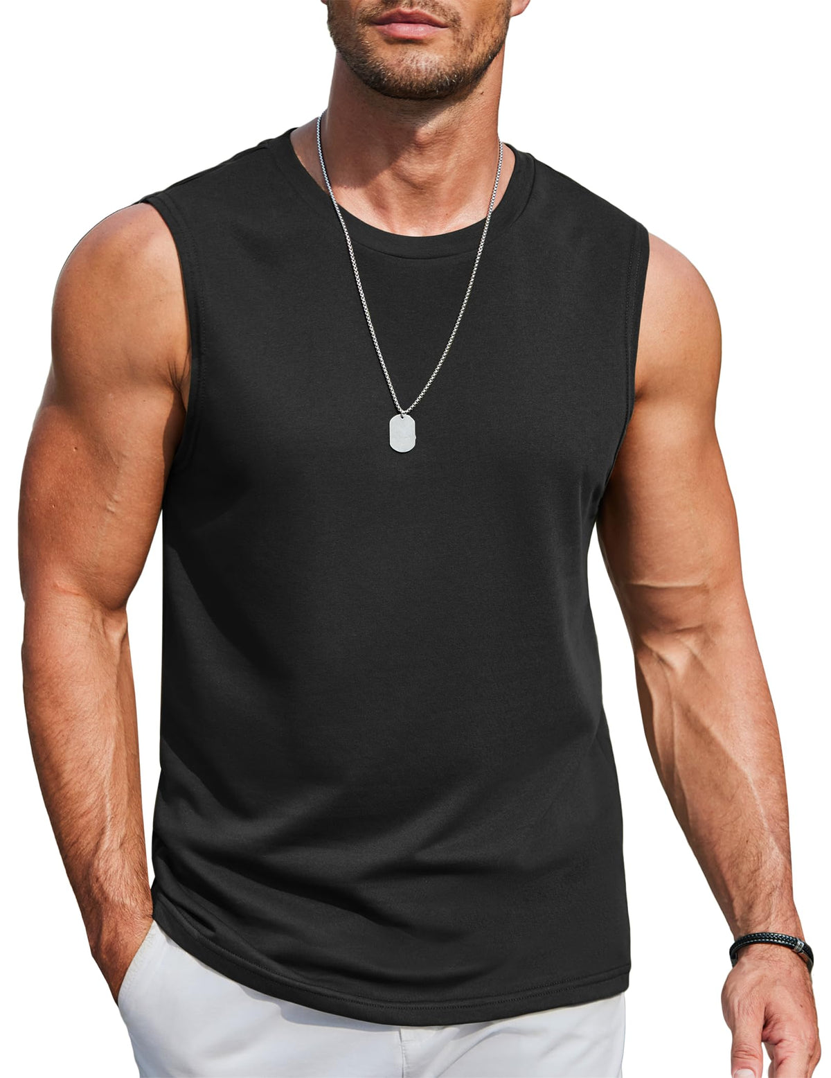 COOFANDY Mens Workout Tank Tops Cotton 3 Pack Soft Gym Muscle Shirt Sleeveless Classic T Shirts