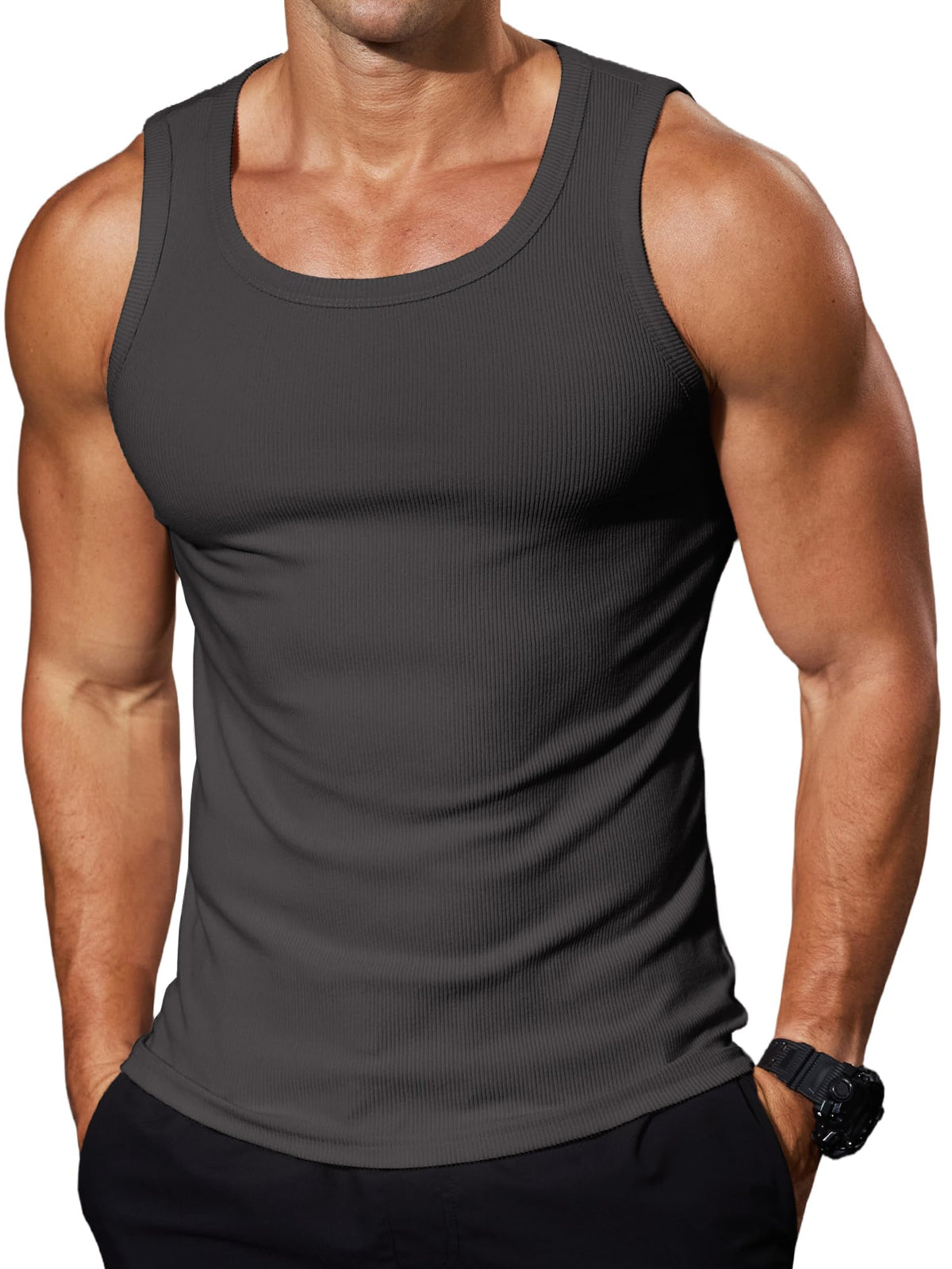 Comdecevis Men's Ribbed Muscle Tank Tops