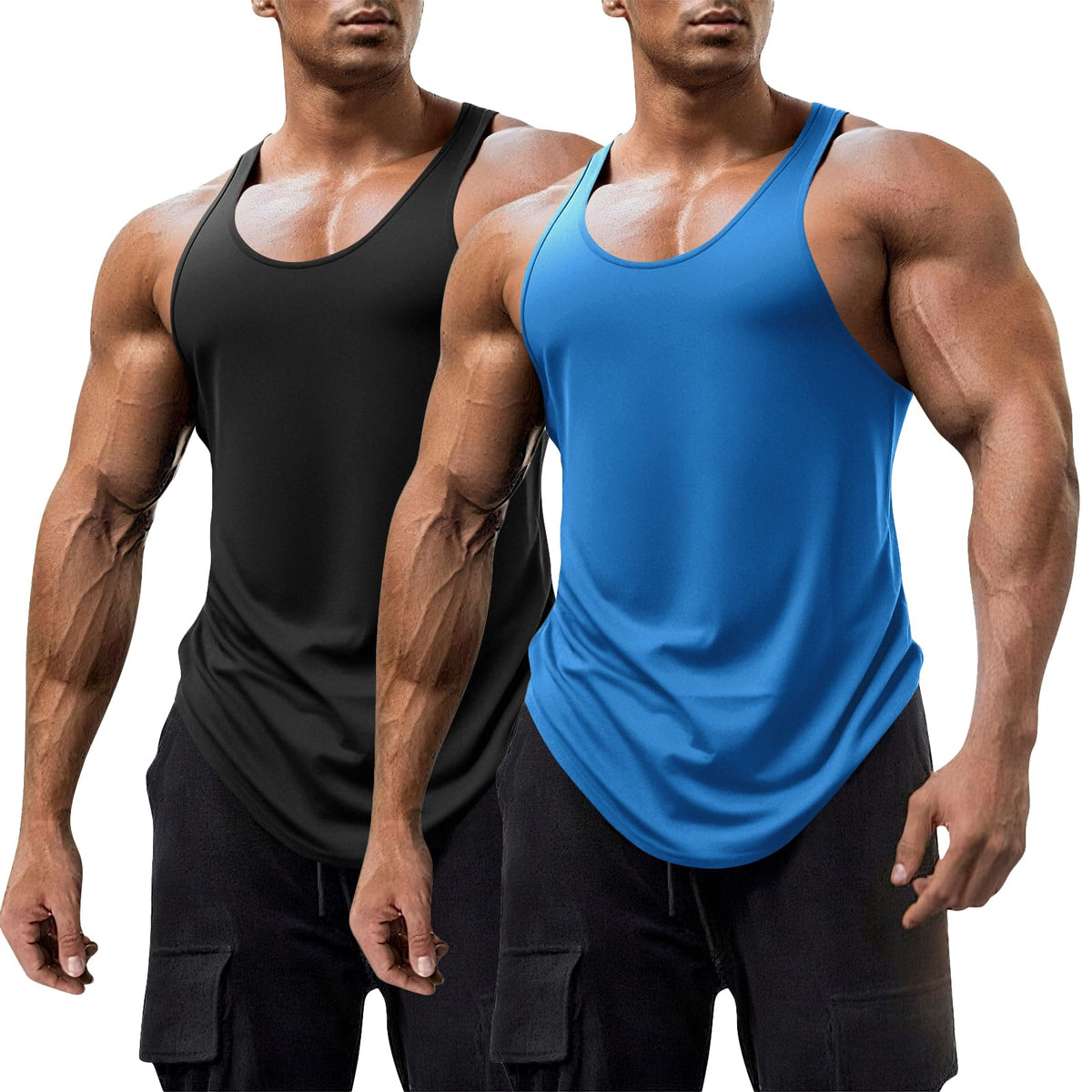 Mens Workout Tank Tops Fitness Bodybuilding Sleeveless Gym Muscle Stringer Shirts